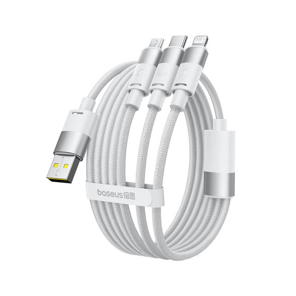 Baseus - Data Cable StarSpeed (P10319900211-00) - Fast Charging, USB to Micro-USB, Type-C, Lightning, 100W, 1.5m - White