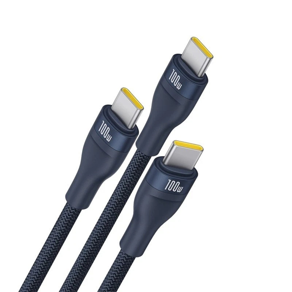 Baseus - Data Cable Flash Series 3 (P10377503321-00) - Fast Charge, USB-C to 3x Type-C, 3in1, PD100W, 480Mbps, 1.5m - Blue