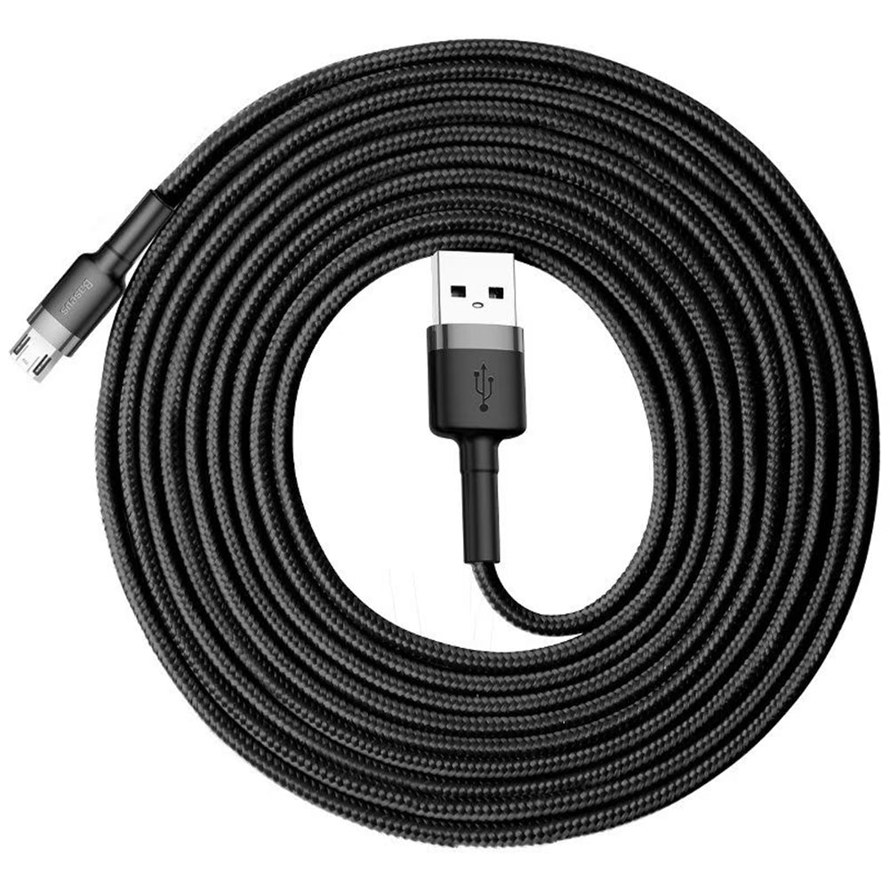 Baseus - Data Cable Cafule (CAMKLF-HG1) - USB to Micro-USB, 2A, Quick Charge, Nylon Braid, Velcro, 480Mbps, 3m - Black
