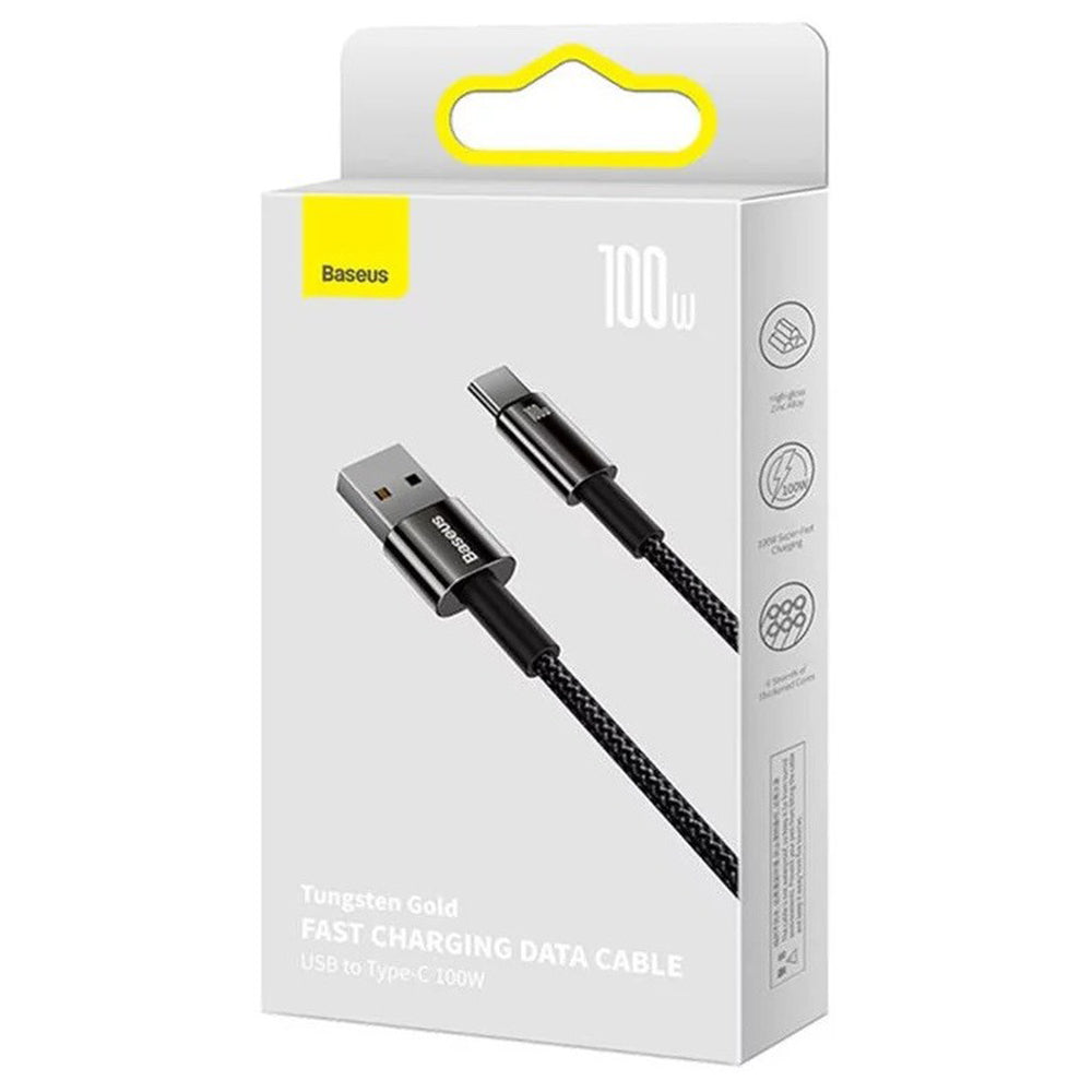 Baseus - Data Cable Tungsten Gold  (CAWJ000001) - USB to Type-C, Super Fast Charge, 100W, 480Mbps, 1m - Black