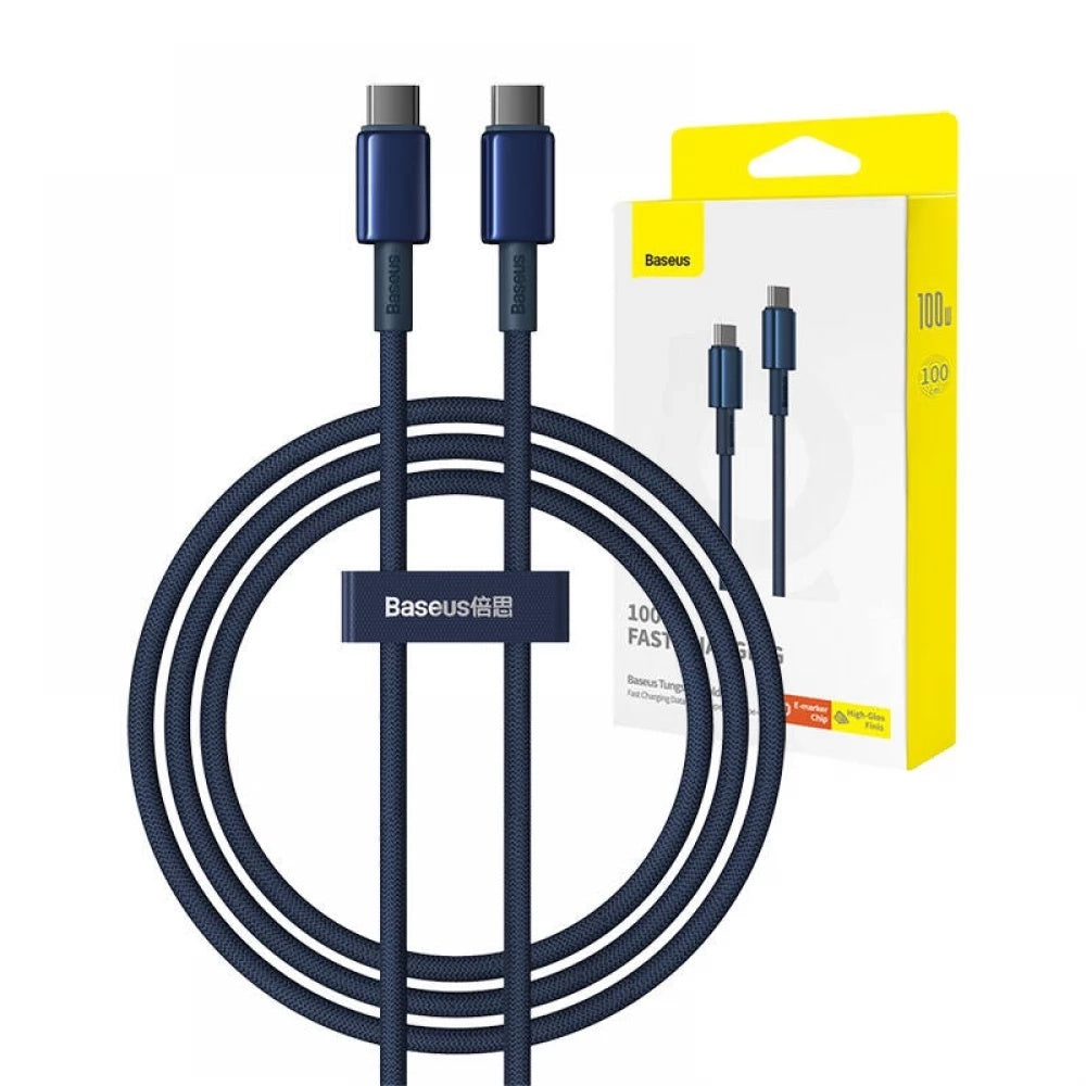 Baseus - Data Cable Tungsten Gold  (P10319800321-04) - Type-C to Type-C, Super Fast Charge, 100W, 480Mbps, 2m - Navy Blue