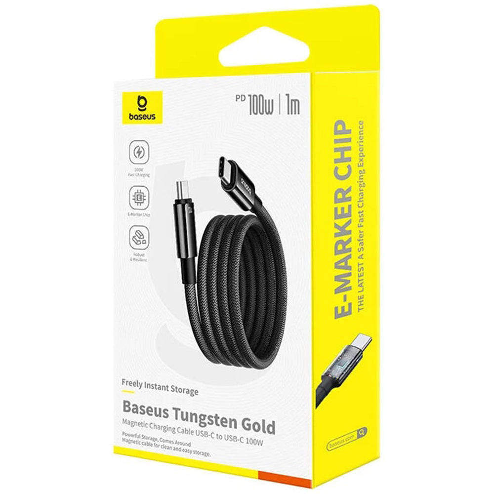 Baseus - Data Cable Tungsten Gold  (P10319805111-00) - Type-C to Type-C, Super Fast Charge, 100W, 480Mbps, 1m - Black