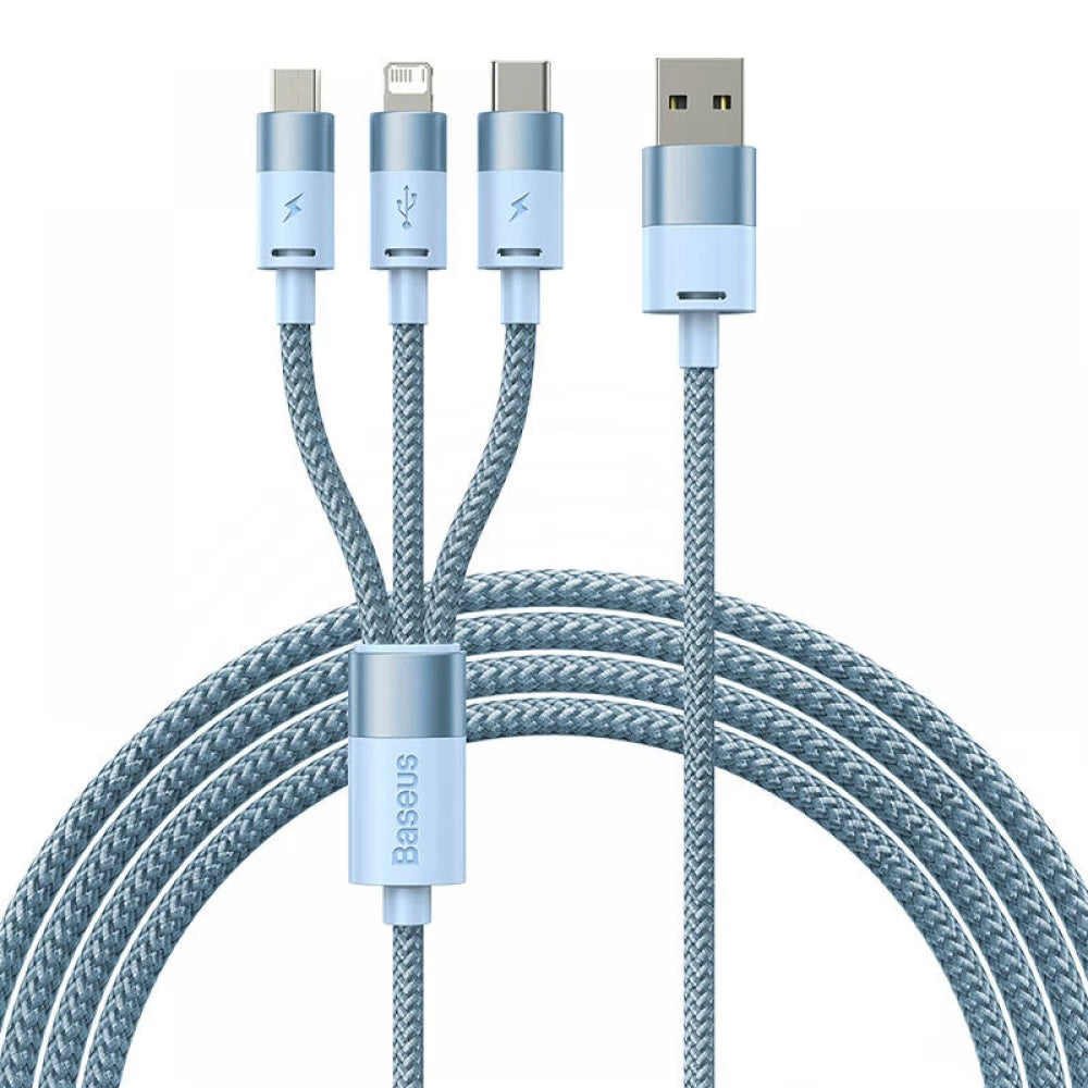 Baseus - Data Cable StarSpeed (CAXS000017) - Fast Charging, USB to Lightning, Micro-USB, USB-C, 20W, 5V/3.5A, 1.2m - Blue