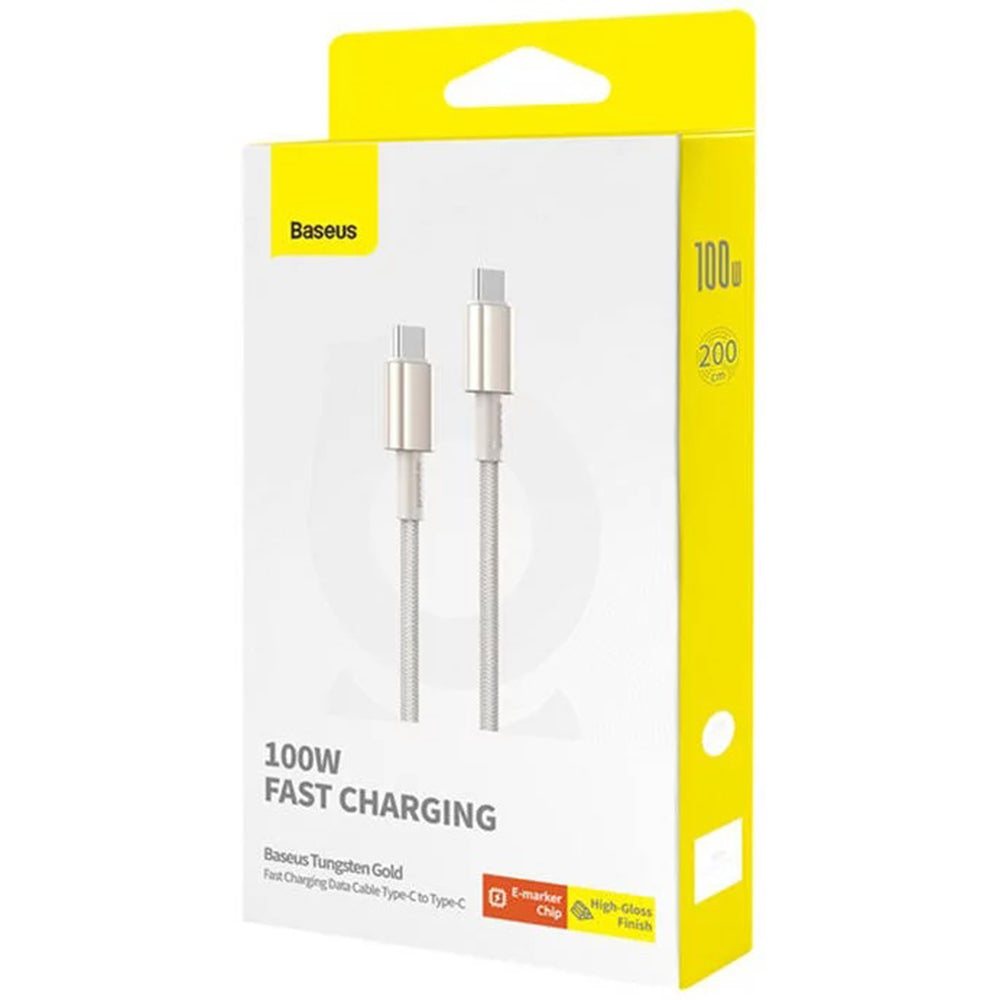 Baseus - Data Cable Tungsten Gold  (P10319800G21-01) - Type-C to Type-C, Super Fast Charge, 100W, 480Mbps, 2m - Gold