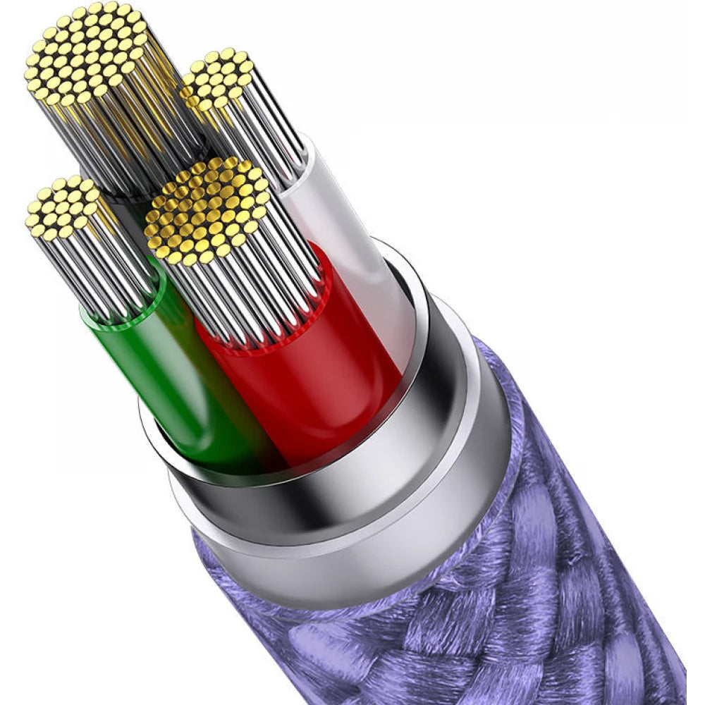 Baseus - Data Cable StarSpeed (CAXS000005) - Fast Charging, USB to Lightning, Micro-USB, USB-C, 20W, 5V/3.5A, 1.2m - Purple