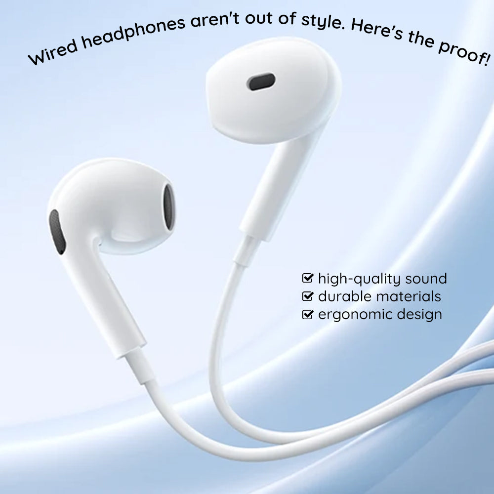Baseus - Wired Earphones Encok CZ19 (A00182201213-00) - Type-C, 13mm Drivers, 60° Semi-in-Ear, Omni-Directional Mic - White