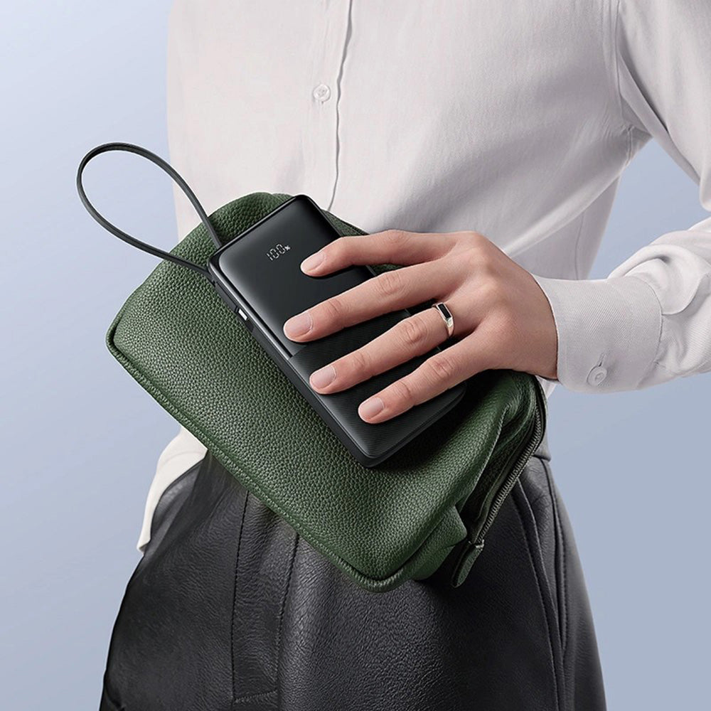 Baseus - Power Bank Bipow 2 (P10077101213-01) - with Built-in USB-C Cable, Type-C, USB, Smart Display, 20000mAh, 20W - White