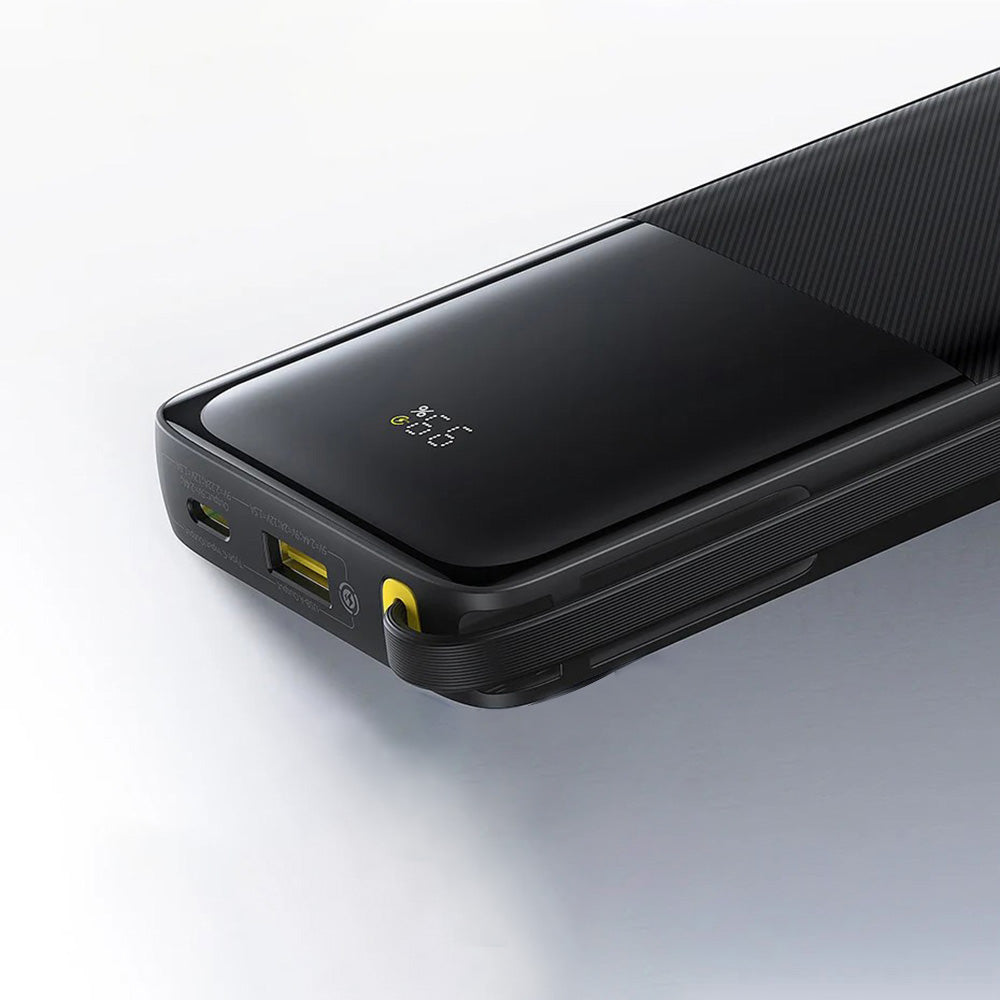 Baseus - Power Bank Bipow 2 (P10077101113-00) - with Built-in USB-C Cable, Type-C, USB, Smart Display, 10000mAh, 20W - Black