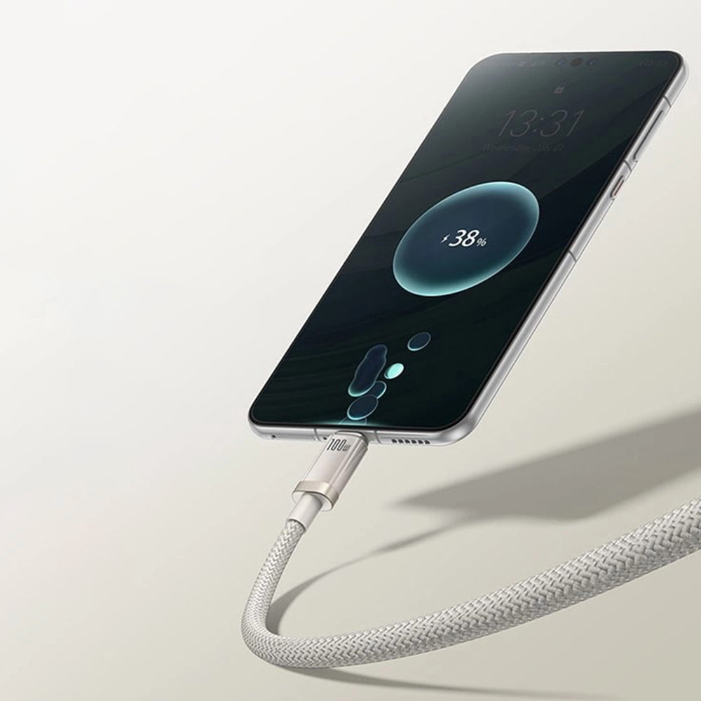 Baseus - Data Cable Titanium (P10378102G21-02) - USB to Type-C 100W, Fast Charging, 480Mbps, Naylon, 2m - Silver