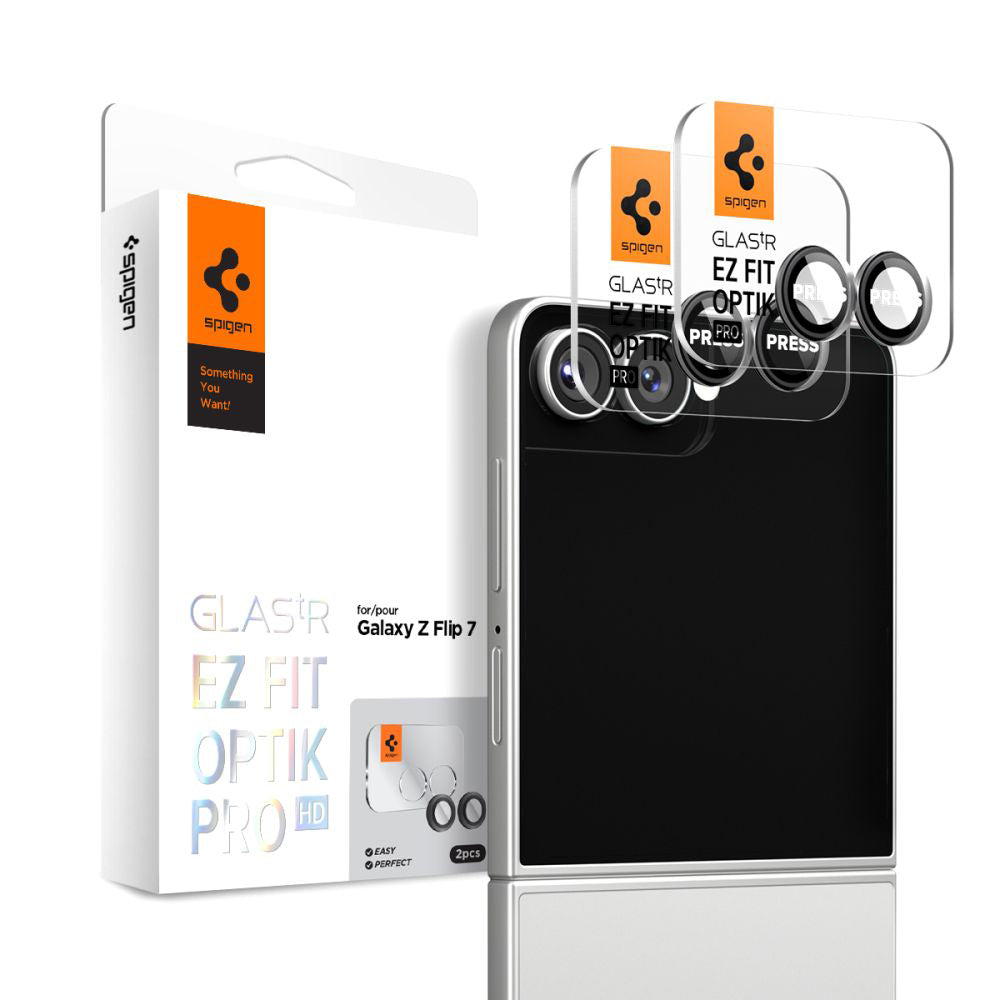 Spigen - Optik.tR EZ Fit Pro HD Camera Glass (2 pack) - Samsung Galaxy Z Flip7 - Black