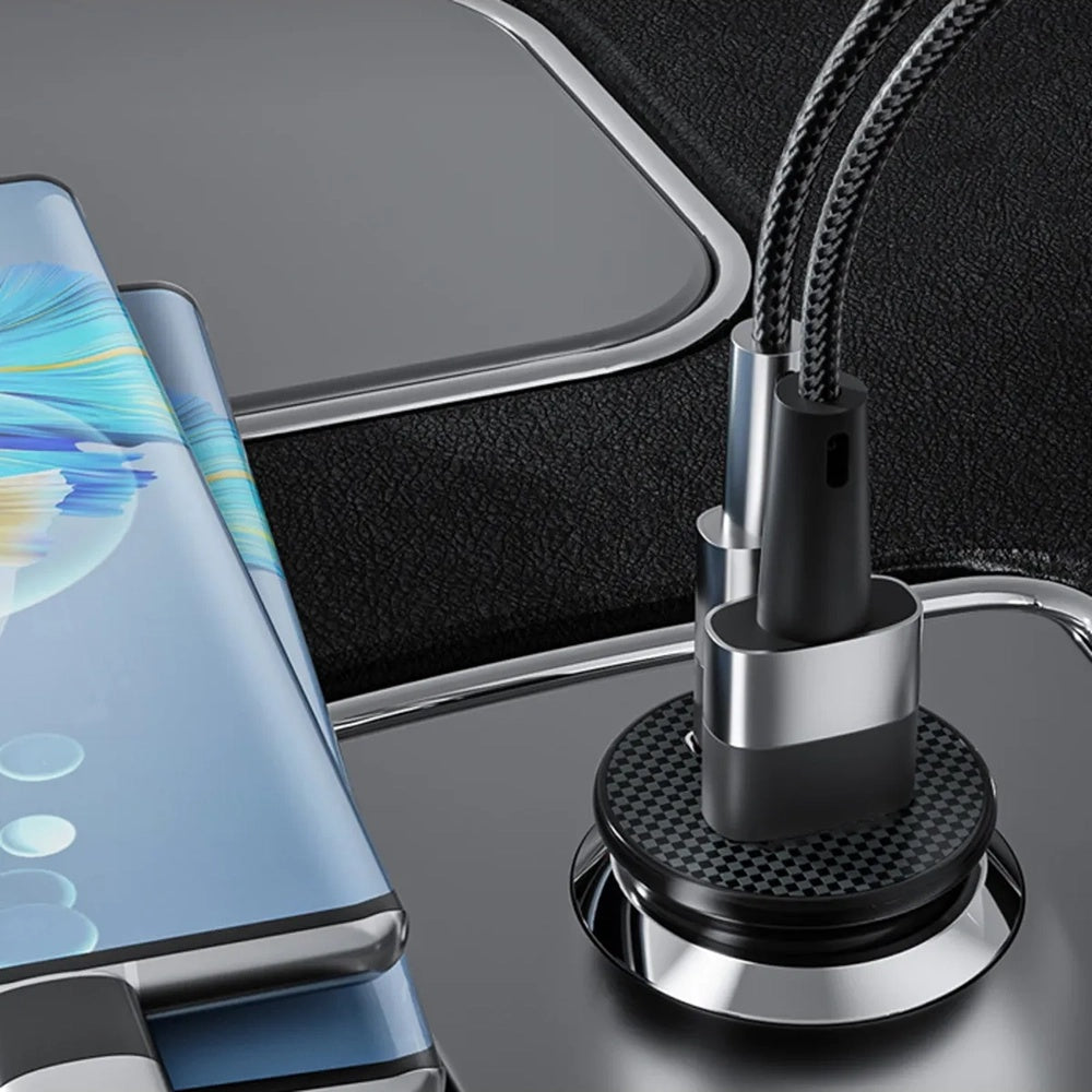 Techsuit - Premium Car Charger MiniFuseX (C4) - Fast Charge, Mini Design, 2in1 USB QC 4.0, Type-C PD20W, ABS - Black