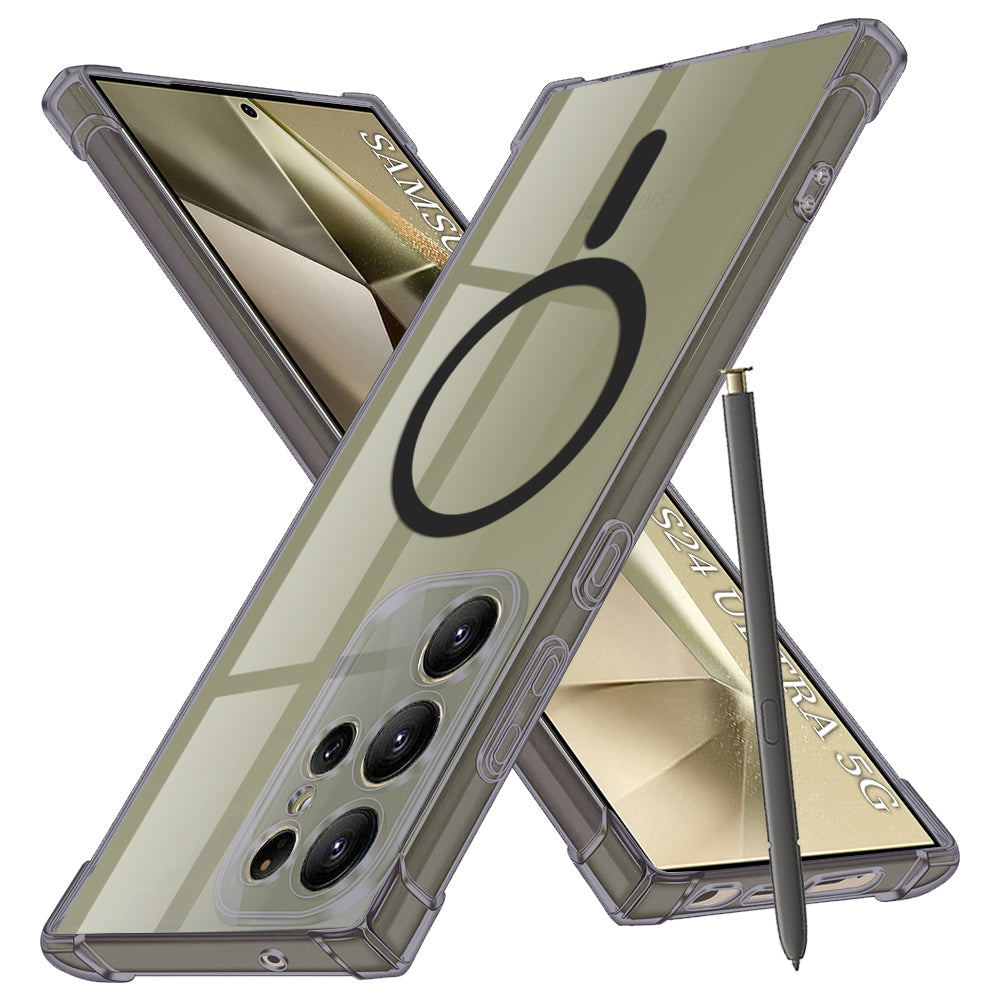 Techsuit - Shockproof Clear Silicone MagSafe - Samsung Galaxy S24 Ultra - Smoke Black