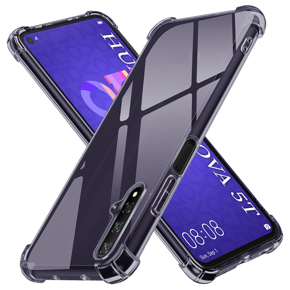 Techsuit - Shockproof Clear Silicone - Huawei Nova 5T / Honor 20 - Smoke Black