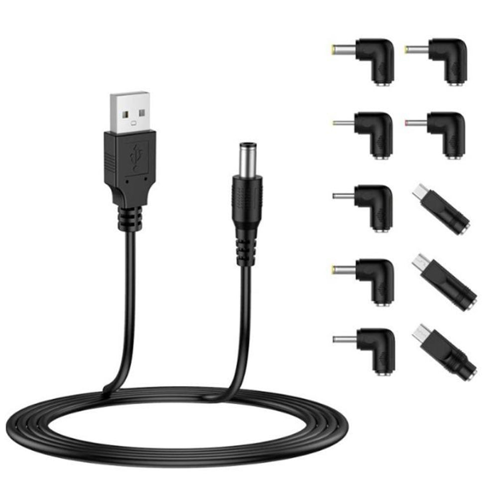 Techsuit - (11 pack) Cable Adapter ChargeNest (AC21) - USB to 7x DC Barrel, Jack Adapter, Type-C, Mini-USB, Micro-USB - Black