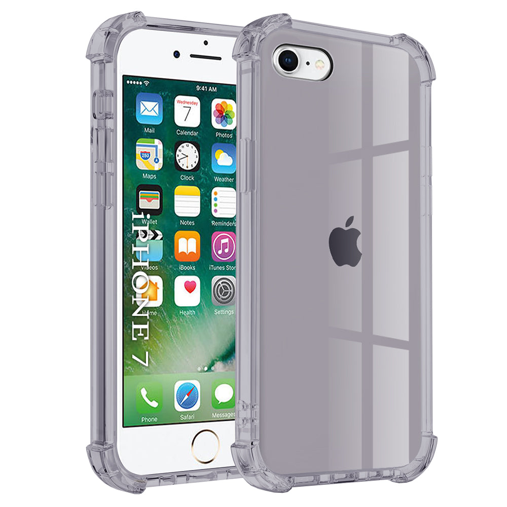 Techsuit - Shockproof Clear Silicone - iPhone 7 / iPhone 8 / iPhone SE 2, SE 2020 / iPhone SE 3, SE 2022 - Smoke Black