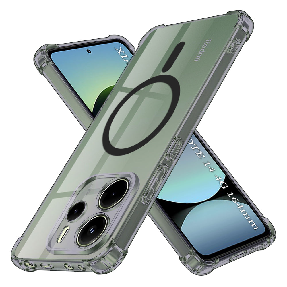 Techsuit - Shockproof Clear Silicone MagSafe - Xiaomi Redmi Note 14 4G (Regional) - Smoke Black