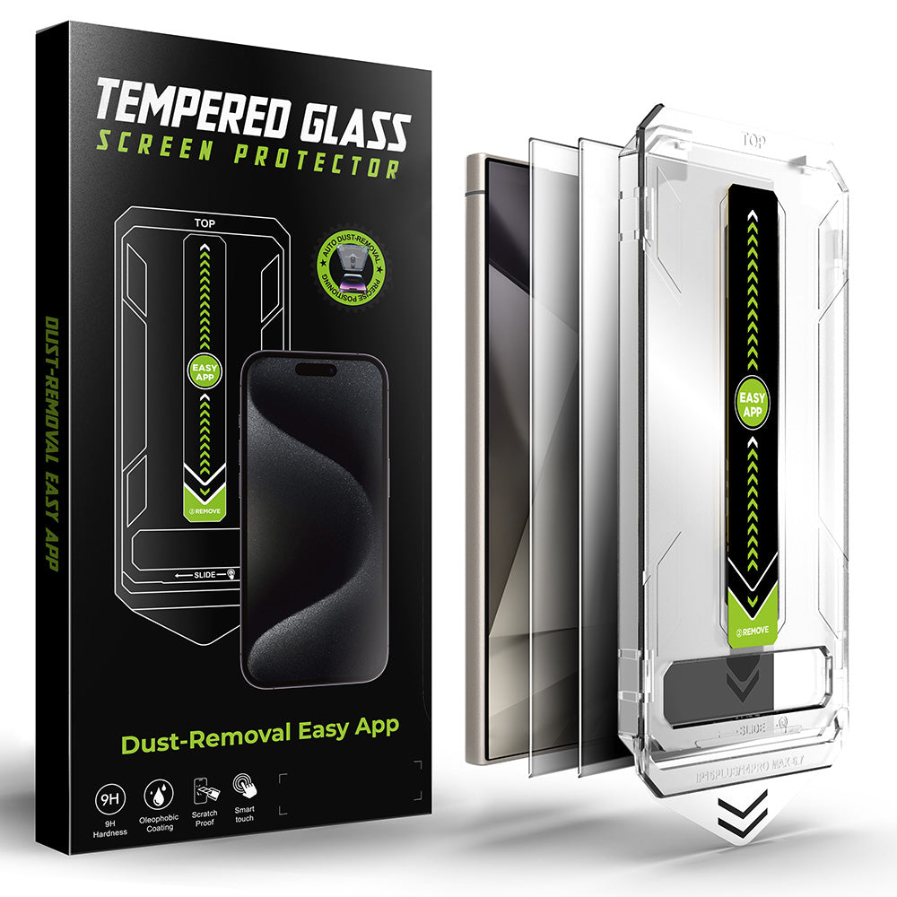 Techsuit - [Fingerprint Unlock Compatible] TitanGlass CrystalHD (2 pack) - Samsung Galaxy S24 Ultra - Privacy