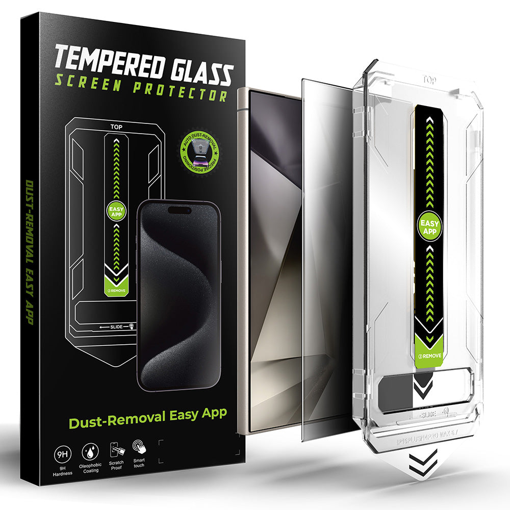 Techsuit - [Fingerprint Unlock Compatible] TitanGlass CrystalHD - Samsung Galaxy S24 Ultra - Privacy