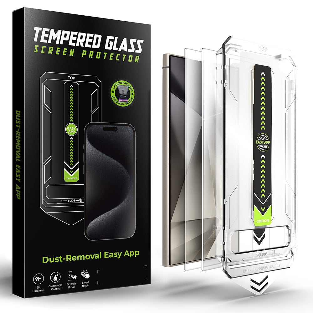 Techsuit - [Fingerprint Unlock Compatible] TitanGlass CrystalHD (2 pack) - Samsung Galaxy S24 Ultra - Clear