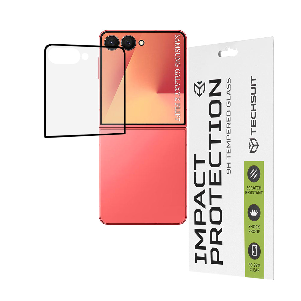 Techsuit - 111D Full Cover / Full Glue Glass [Front Screen] - Samsung Galaxy Z Flip7 - Black