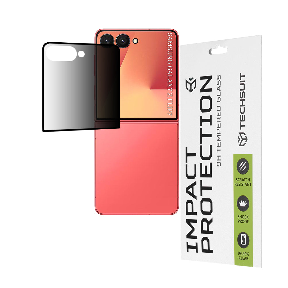 Techsuit - 111D Privacy FullÂ Glue [Front Screen] - Samsung Galaxy Z Flip7 - Black