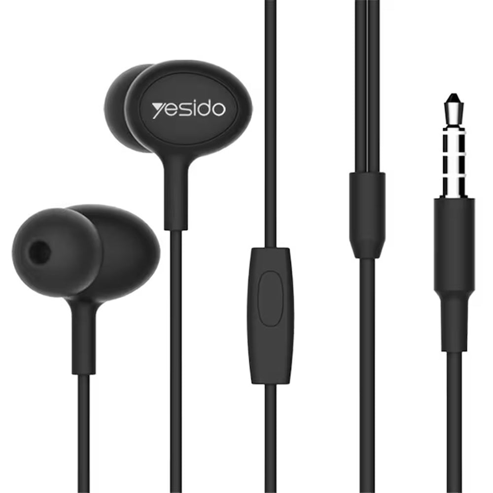 Yesido - Wired Earphones (DH13) - 3.5mm Jack, Noise Canceling Technology, Premium TPE Wired - Black