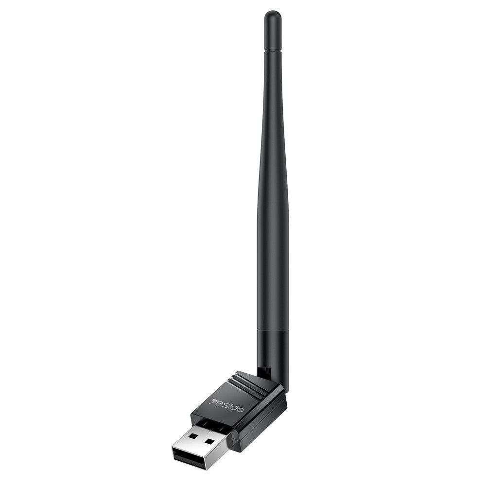 Yesido - Wi-Fi Adapter (WP11) - with External Antenna, WiFi4, USB2.0, 150Mbps, Plug&Play - Black