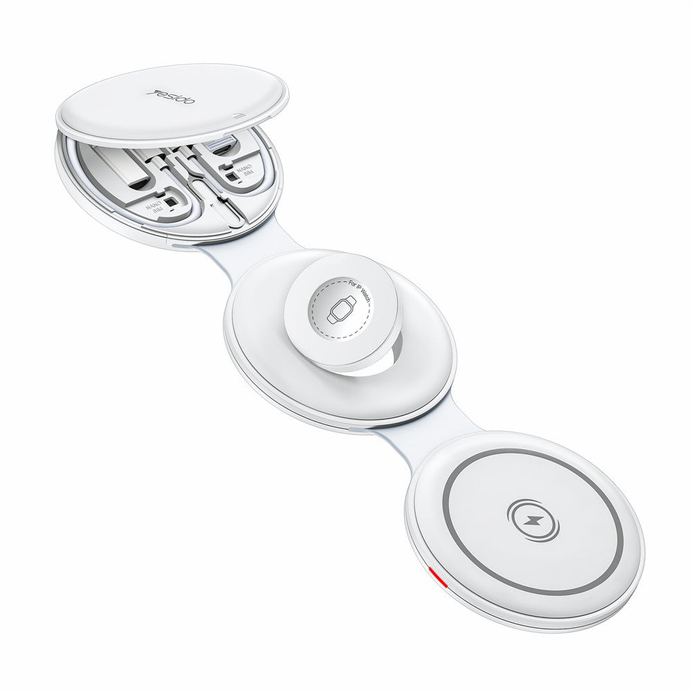 Yesido - Wireless Charging Station 5in1 (DS29) - for iPhone, Apple Watch, AirPods, Magnetic, Foldable, Holder, 15W - White