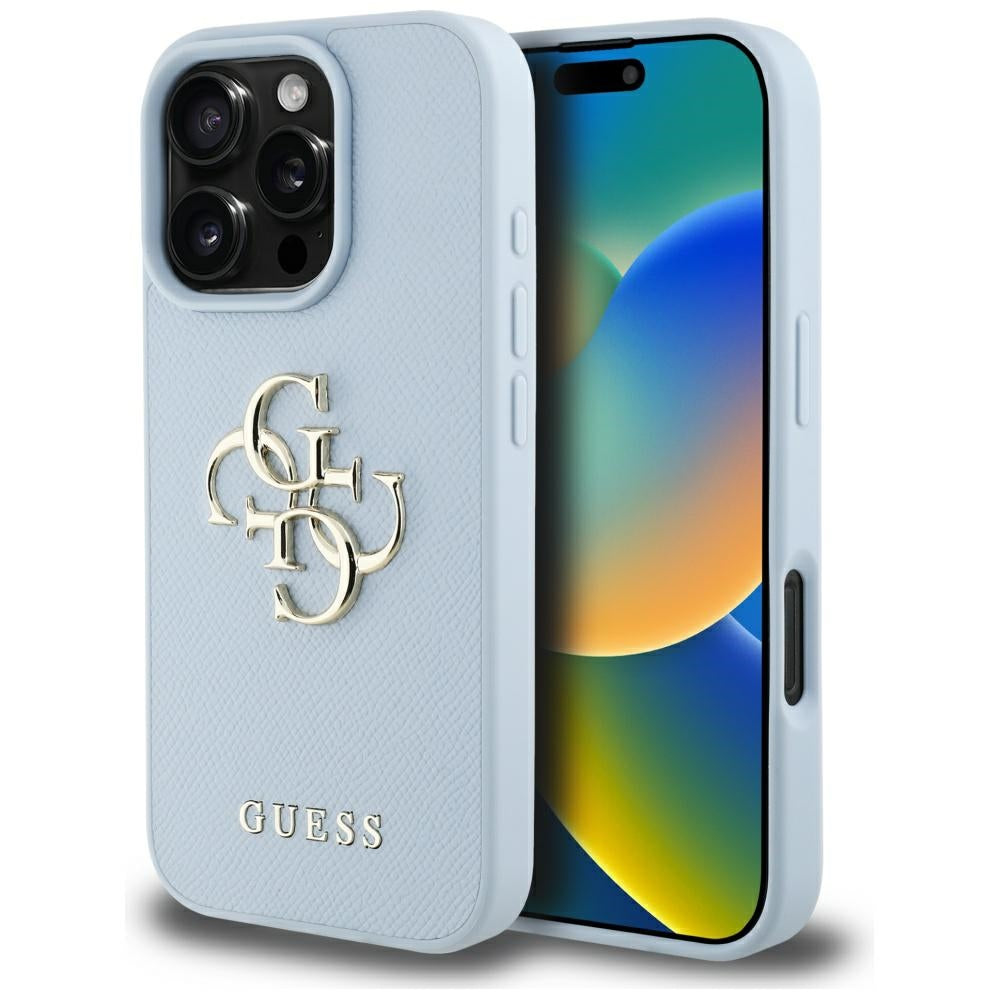 Guess - Hardcase Grained Big 4G Logo Small Classic Logo (GUHCP16LPGT4MBB) - iPhone 16 Pro - Blue