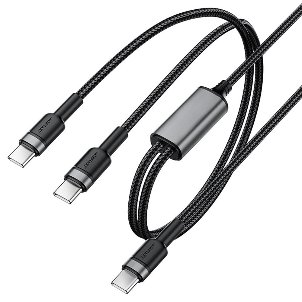 Acefast - Data Cable 2in1 (C22-02) - Fast Charge, Type-C to 2xType-C, 100W, 5A, Nylon Braid, CE, RoHS, EAC, 1.25m - Black