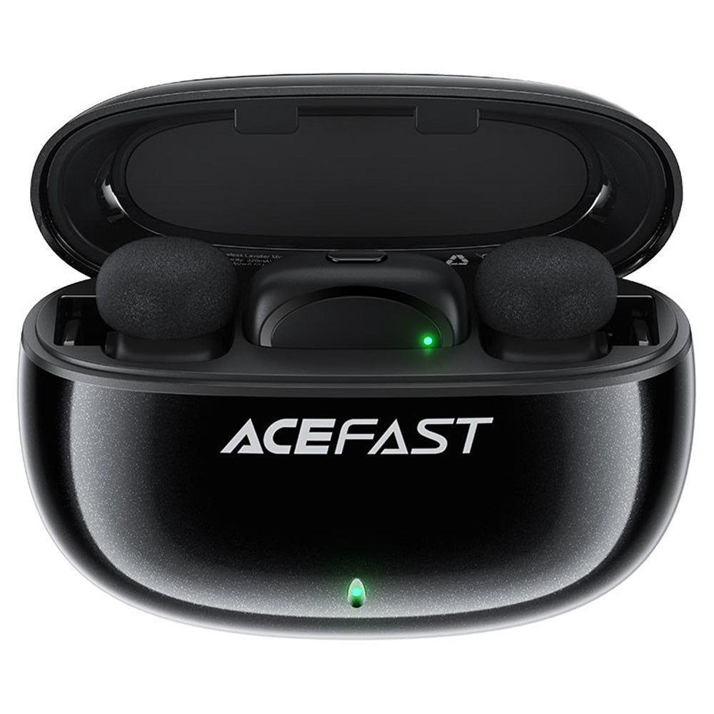 Acefast - Wireless Lavalier Microphones (R2) - Type-C, 360Â°, Noise Reduction, Dual-mic Rec, 300mAh, Ultra-low Latency - Black