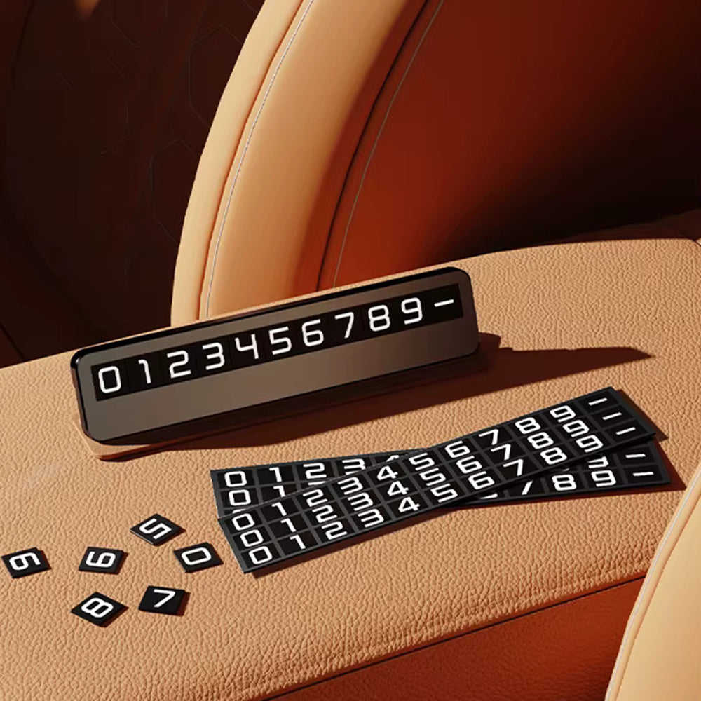 Techsuit - Premium Phone Number Plate DialCraft (SN1) - Parking Sign, Slim Design, Magnetic Numbers, with Adhesive - Black