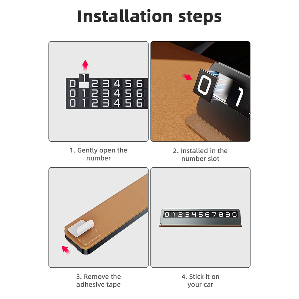 Techsuit - Premium Phone Number Plate DialCraft (SN1) - Parking Sign, Slim Design, Magnetic Numbers, with Adhesive - Black