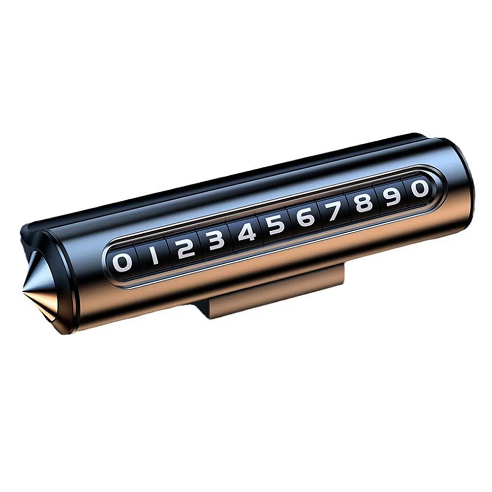 Techsuit - Premium Phone Number Plate ResQTag (SN3) - Temporary Parking Sign for Dashboard, with Adhesive, Zinc Alloy - Gray