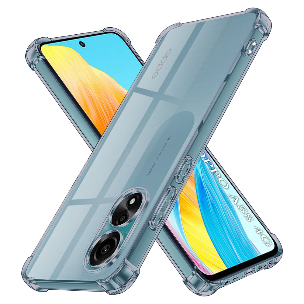 Techsuit - Shockproof Clear Silicone - Oppo A58 4G - Smoke Black