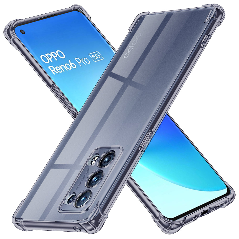 Techsuit - Shockproof Clear Silicone - Oppo Reno6 Pro 5G (Snapdragon) - Smoke Black