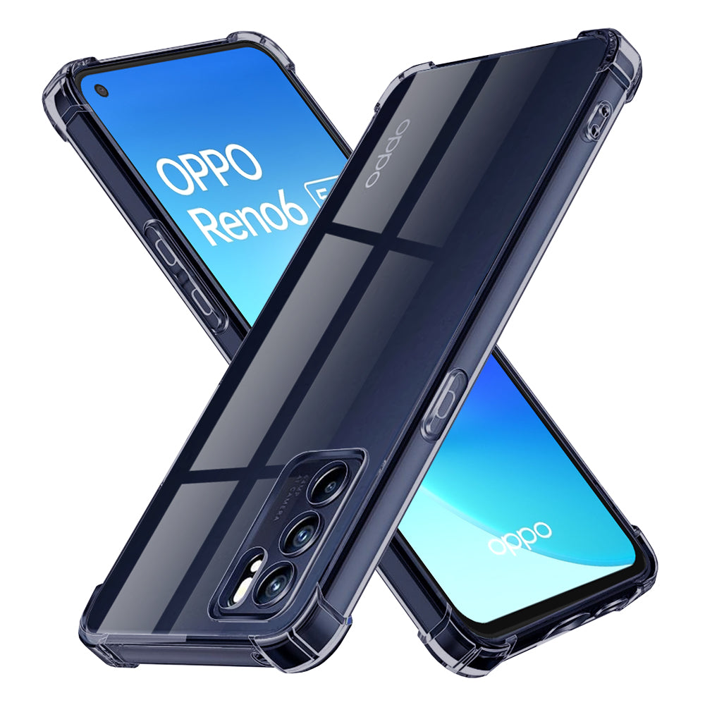 Techsuit - Shockproof Clear Silicone - Oppo Reno6 5G - Smoke Black