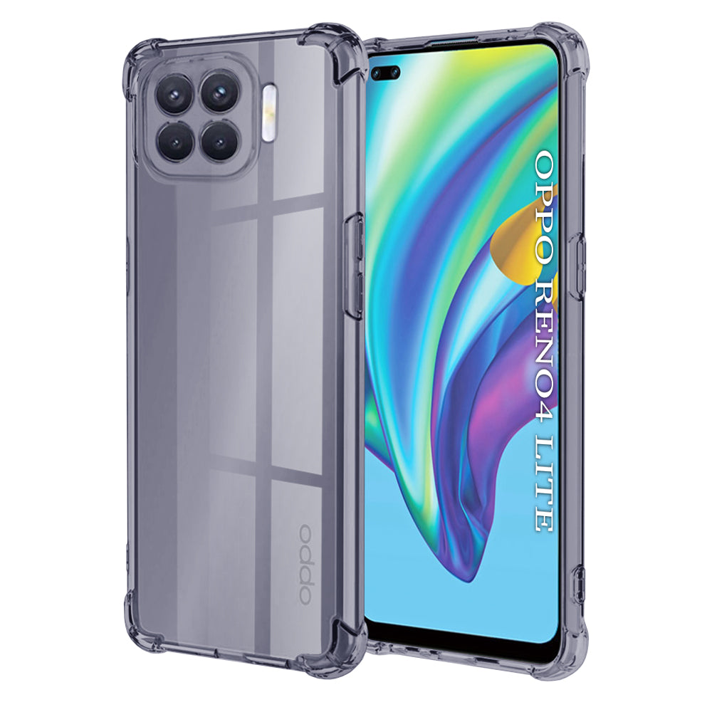 Techsuit - Shockproof Clear Silicone - Oppo Reno4 Lite - Smoke Black
