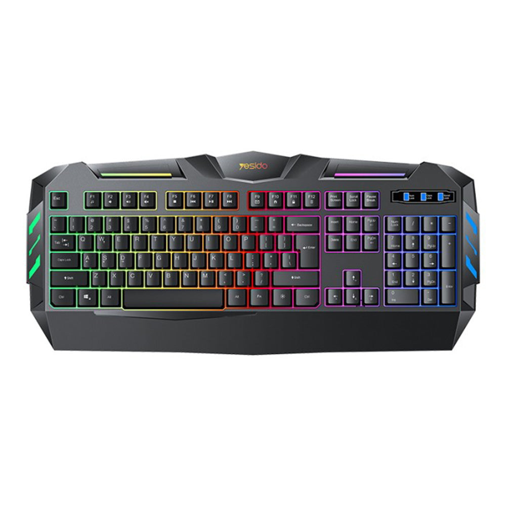 Yesido - Wireless Keyboard (KB21) - for Gaming, Mechanical, Wired, with RGB Light, 104 Full-key Layout, 1.5m - Black