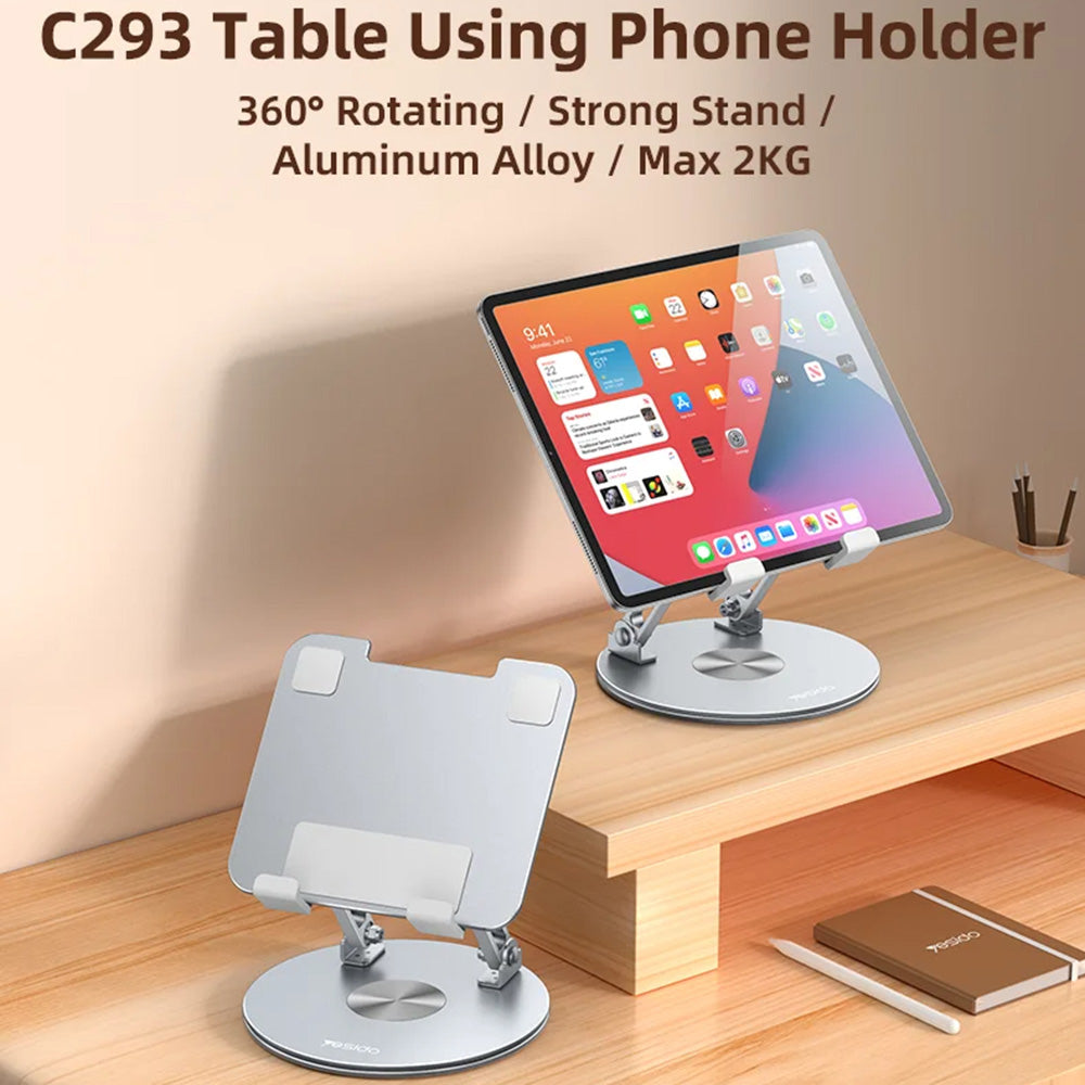 Yesdo - Desk Holder (C293) - for Tablet, Good Heat Releasing, Folding Design, Aluminum Alloy - Silver