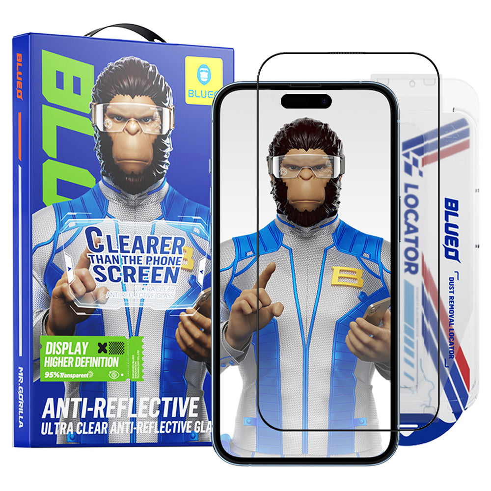 Blueo - Anti-Reflective HD Glass with Applicator Pro - iPhone 15 Pro - Black