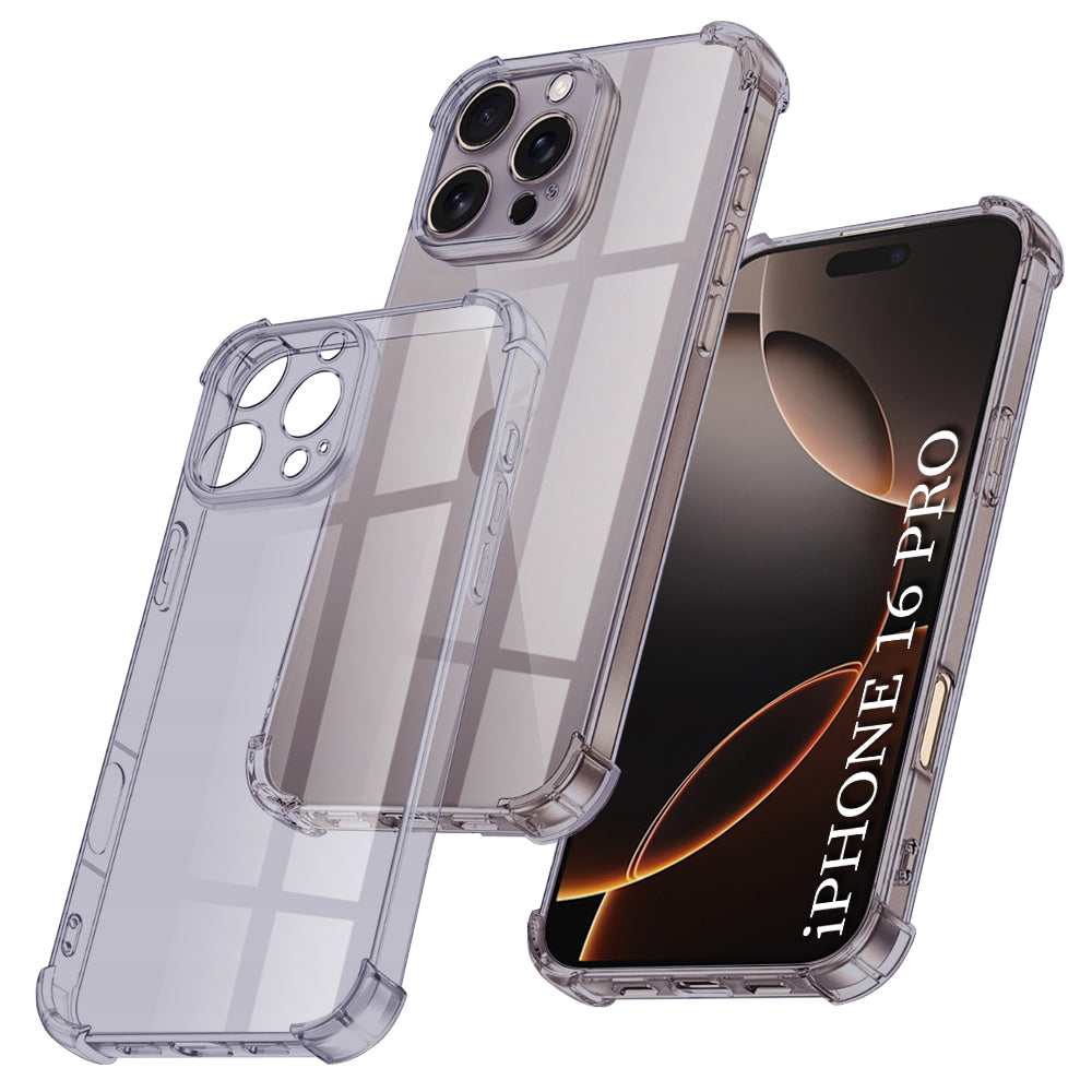 Techsuit - Shockproof Clear Silicone - iPhone 16 Pro - Smoke Black