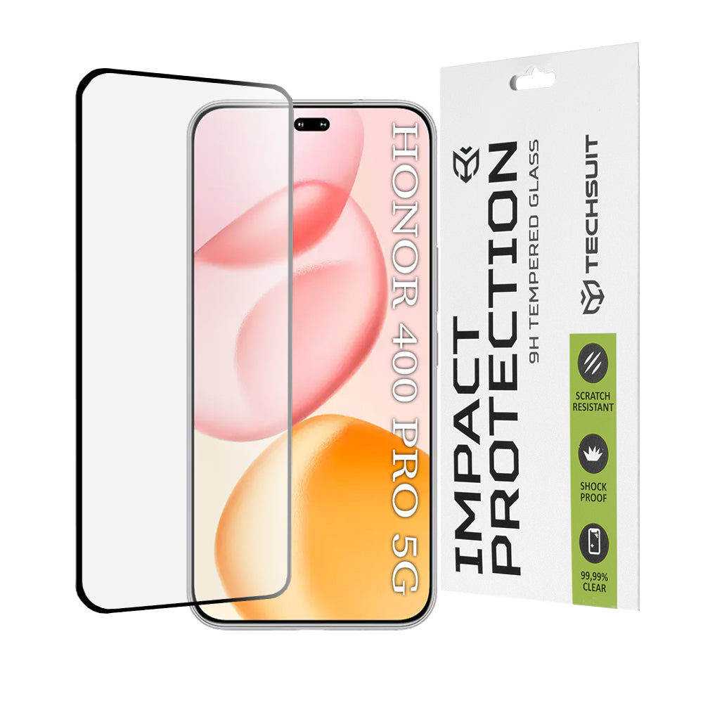 Techsuit - 111D Full Cover / Full Glue Glass / 3D Curved Screen - Honor 400 Pro - Black