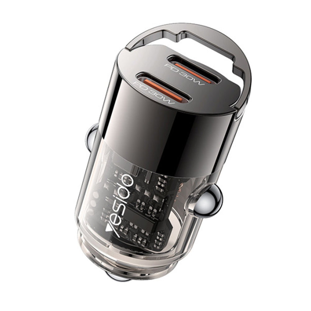 Yesido - Mini Auto - Moto > Ηλεκτρονικά & Ηλεκτρολογικά Αυτοκινήτου > Φορτιστές Αναπτήρα Αυτοκινήτου (Y69) - Dual-Port Type-C, PD30W, Aluminum Alloy, Fast Charging - Black