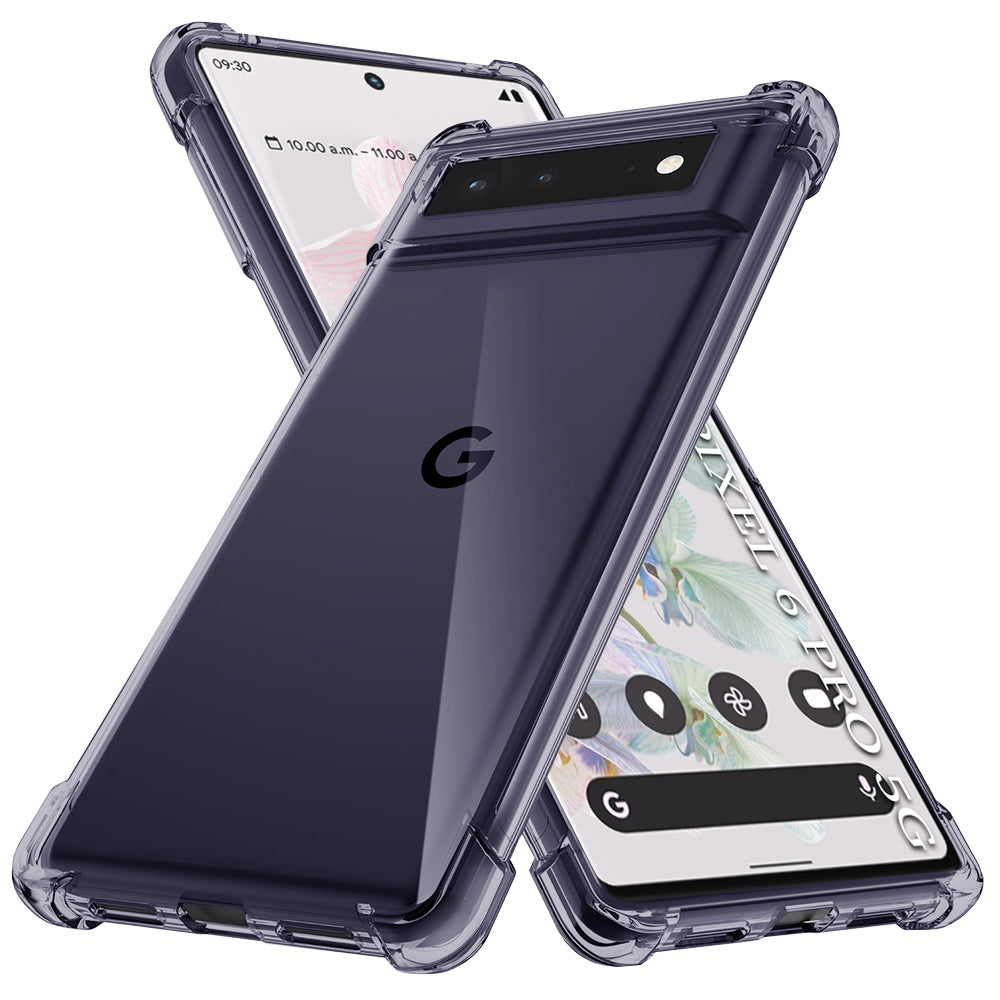 Techsuit - Shockproof Clear Silicone - Google Pixel 6 Pro - Smoke Black