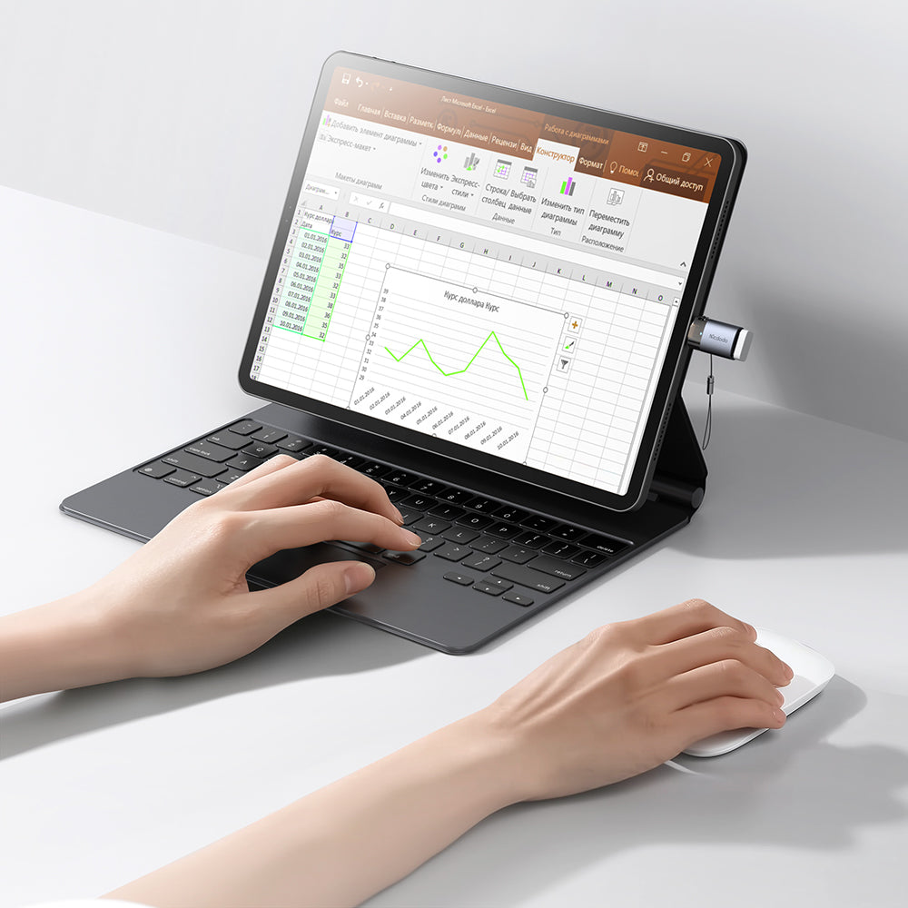 Mcdodo - OTG Adapter (OT-7390) - USB to Lightning, Aluminium Alloy, Charging&Data Sync, with Indicator Light, Lanyard - Black