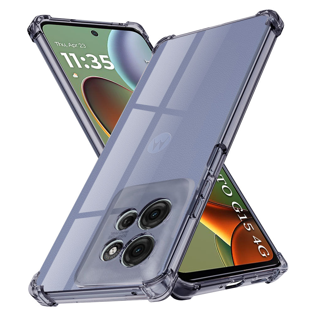 Techsuit - Shockproof Clear Silicone - Motorola Moto G15 / G15 Power - Smoke Black