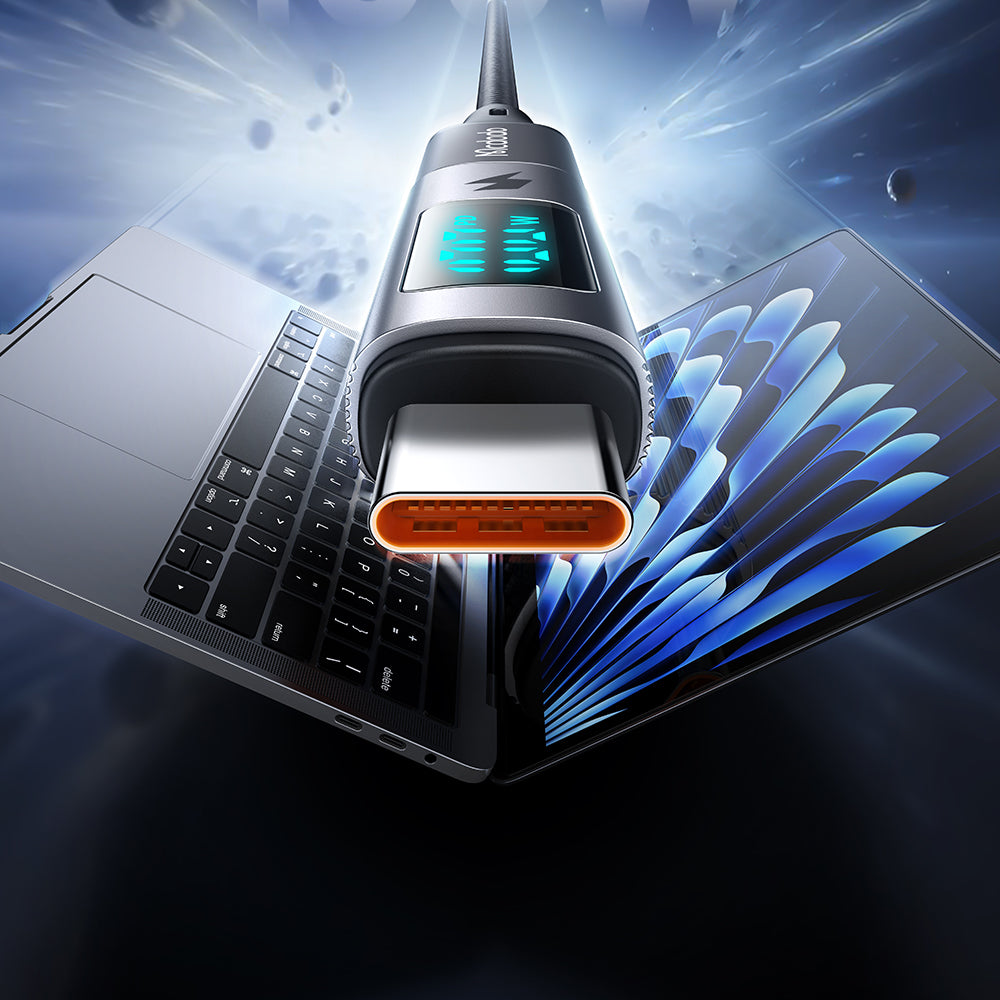 Mcdodo - OTG Adapter Wales Series (OT-6090) - Type-C to Type-C, PD100W, 5A, Charging & Data Sync, Digital Display - Black