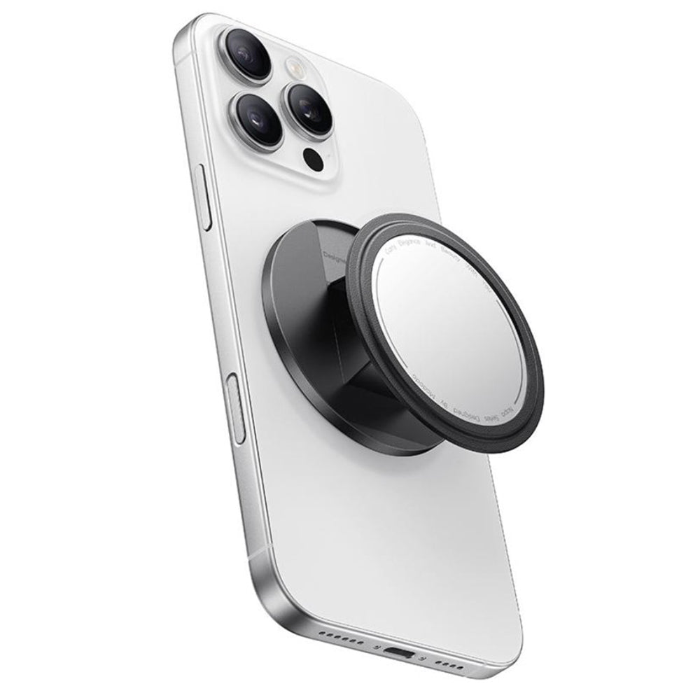 Mcdodo - 2in1 Foldable Magnetic Phone Stand (MR-7912) - with Built-in Makeup Mirror, Leather - Black