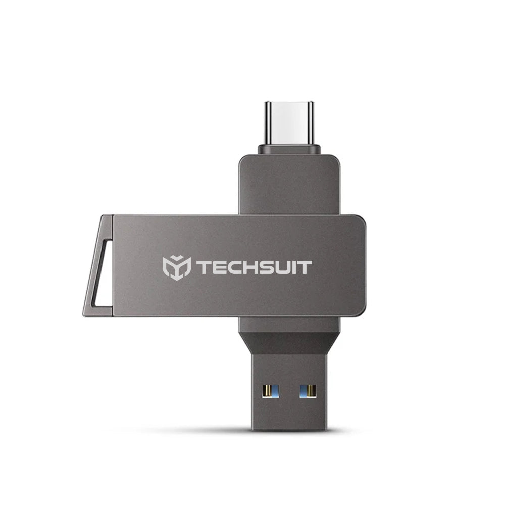 Techsuit - Memory Stick THSM20 (THSM202256) - Dual-Interface USB 3.0, Type-C, 256GB, High Speed FlashDrive - Grey